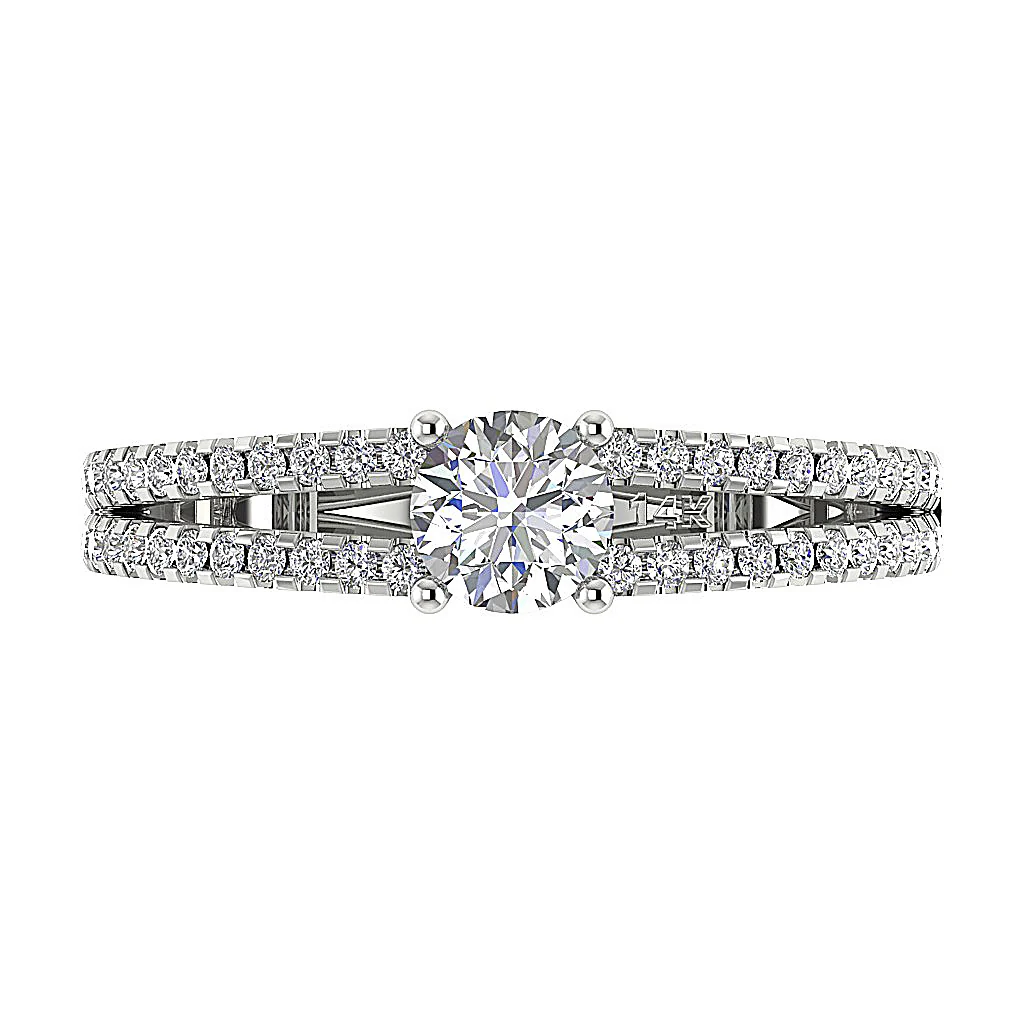 The Gwen Natural Diamond 14K White Gold Split Shank Solitaire Wedding Ring - Image 6