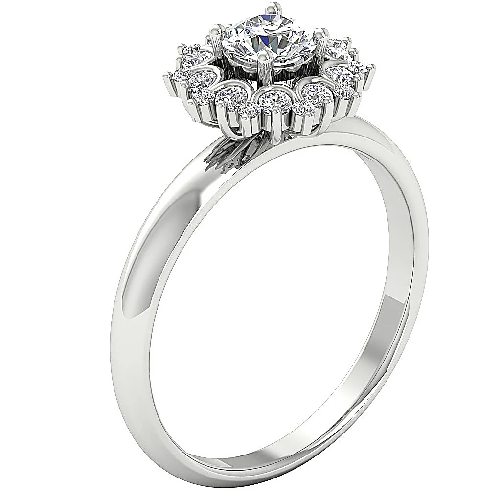 The Hadley Excellent Natural Diamond 14k White Gold Halo Solitaire Anniversary Ring - Image 2