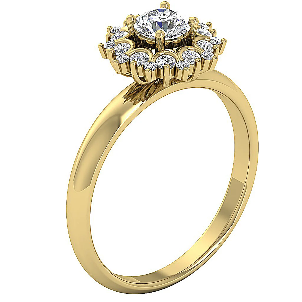 The Hadley Excellent Natural Diamond 14k White Gold Halo Solitaire Anniversary Ring - Image 3