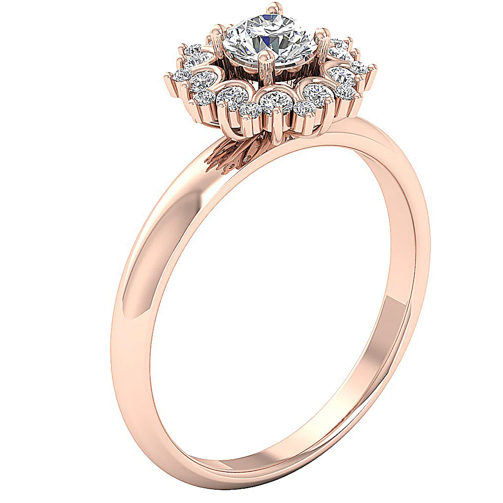 The Hadley Excellent Natural Diamond 14k White Gold Halo Solitaire Anniversary Ring - Image 4
