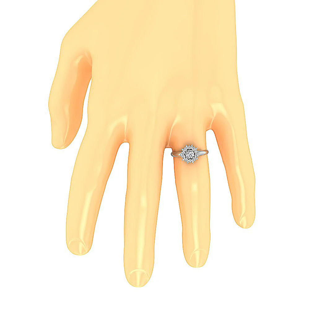 The Hadley Excellent Natural Diamond 14k White Gold Halo Solitaire Anniversary Ring - Image 7