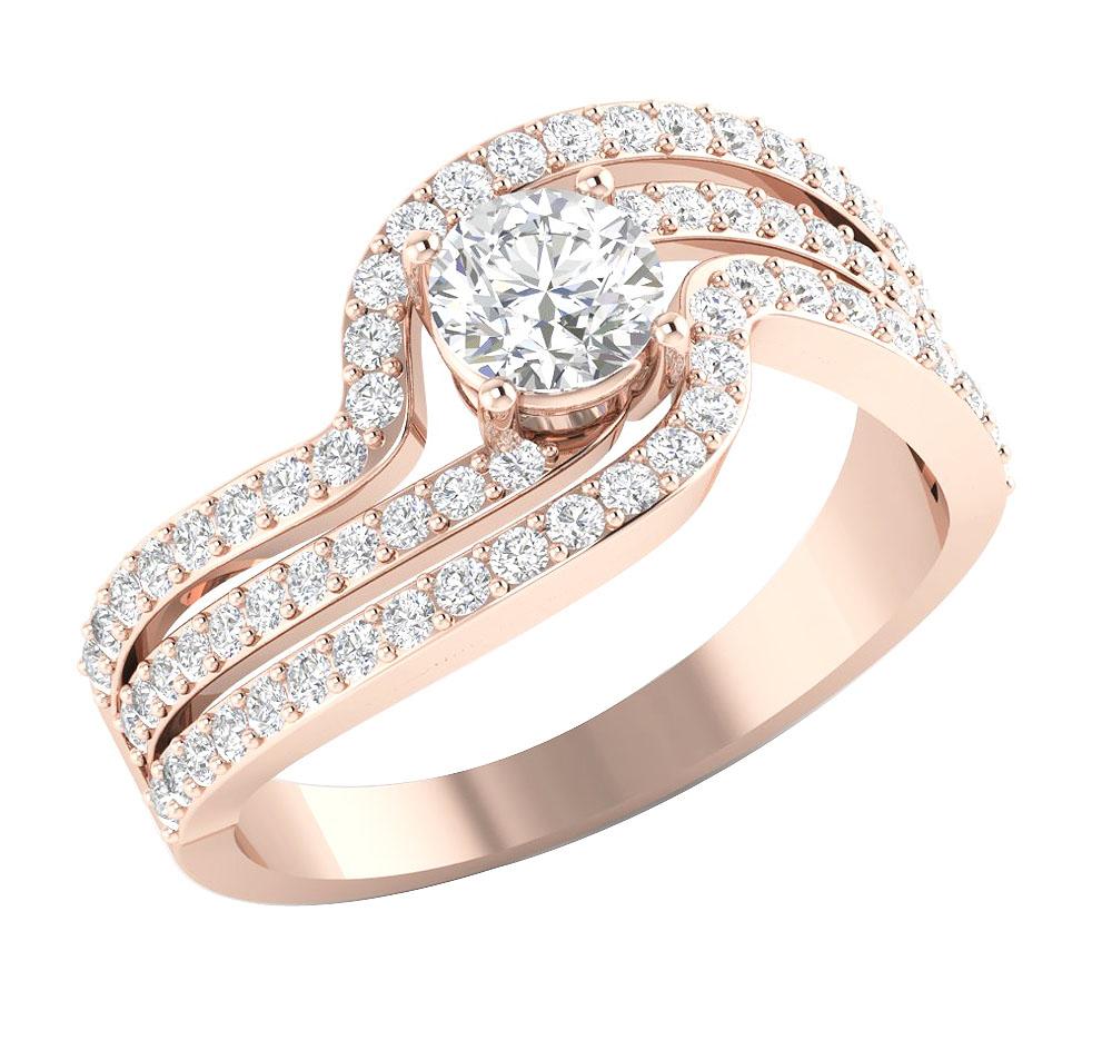 The Halo 14K Solid Gold Genuine Diamond Engagement Anniversary Ring - Image 3