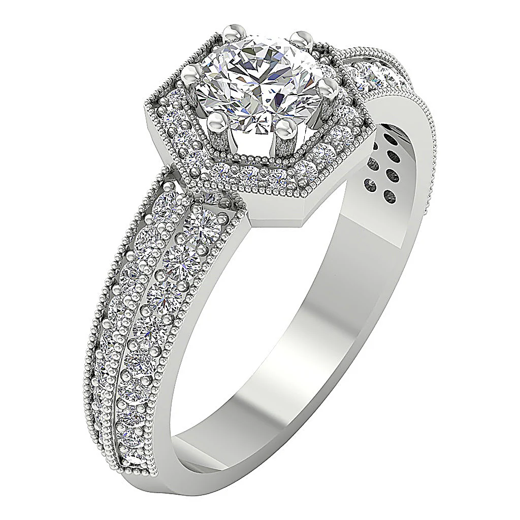 The Hamza Elegant Halo Solitaire Engagement Ring Genuine Diamond 14k Yellow Gold - Image 2