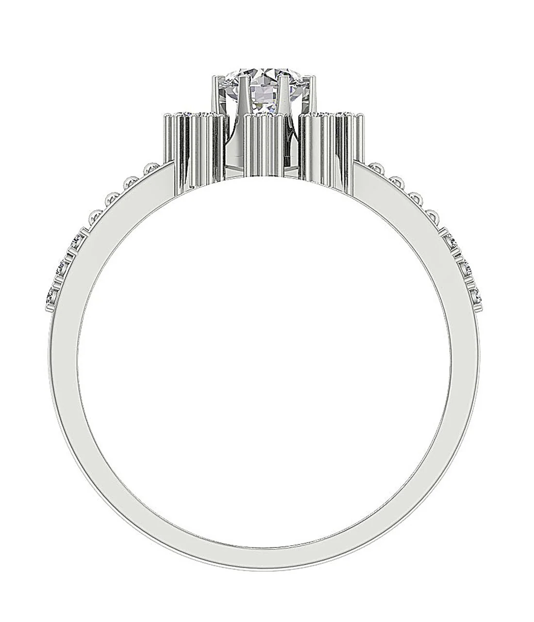 The Hank Cluster Accent Solitaire Round Cut Diamond Ring 14k Solid Gold 9.80 mm - Image 4