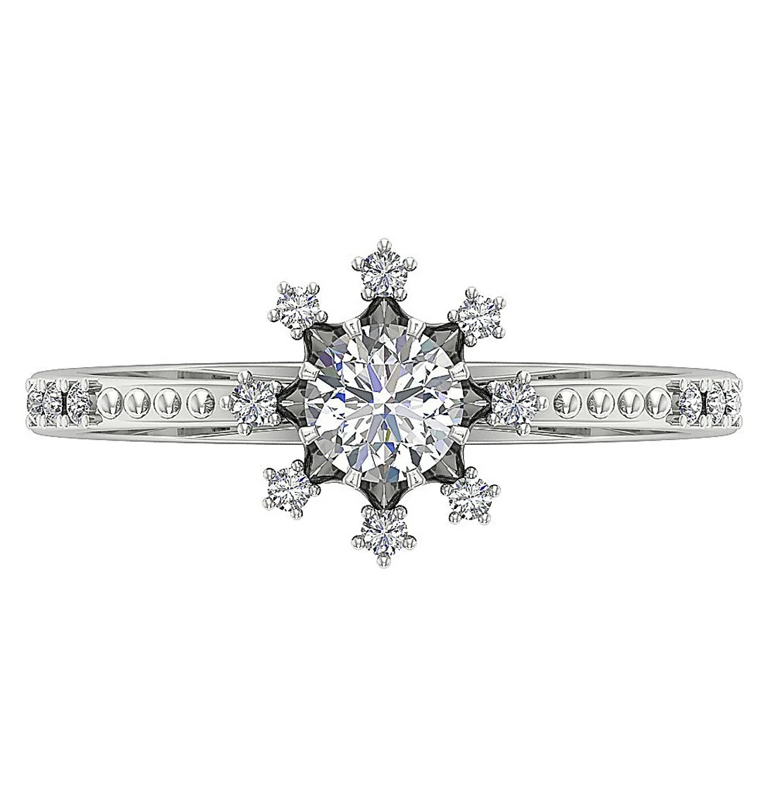 The Hank Cluster Accent Solitaire Round Cut Diamond Ring 14k Solid Gold 9.80 mm - Image 6