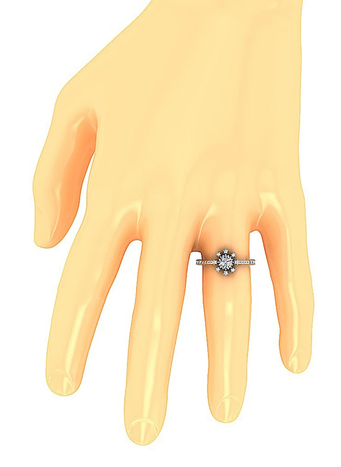 The Hank Cluster Accent Solitaire Round Cut Diamond Ring 14k Solid Gold 9.80 mm - Image 7