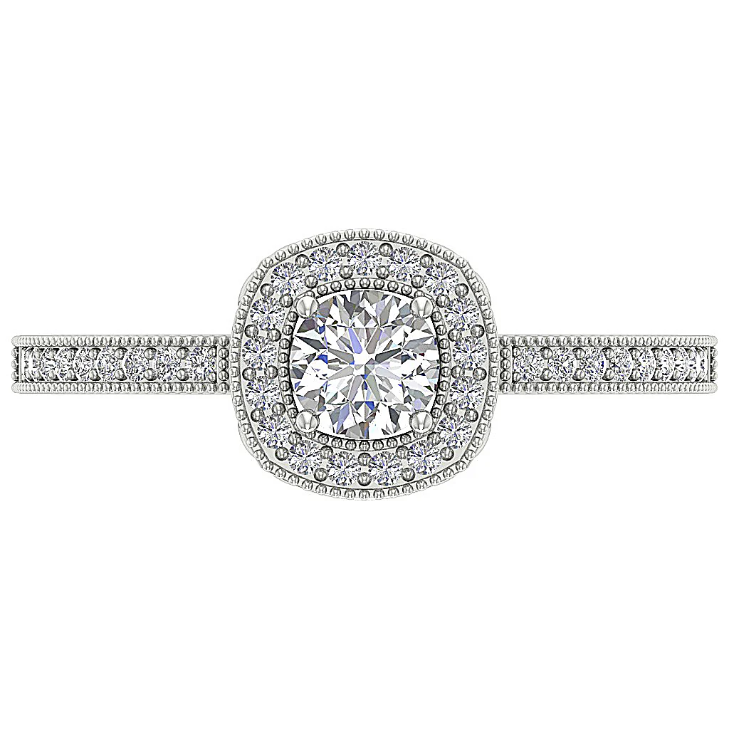 The Harmoni Round Brilliant Cut Diamond Milgrain Halo Engagement Ring 14K Solid Gold - Image 6