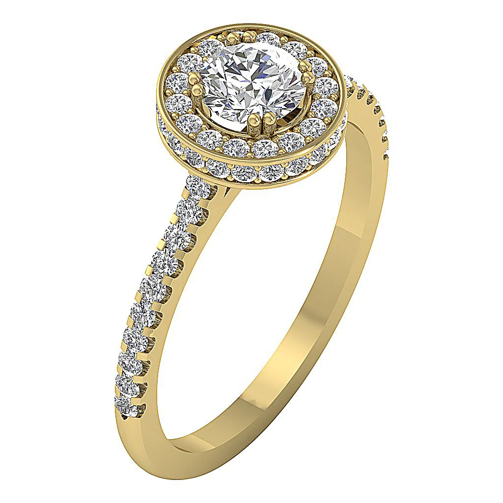 The Harold For Women Halo Engagement Solitaire Natural Diamond Ring 14K Gold - Image 3