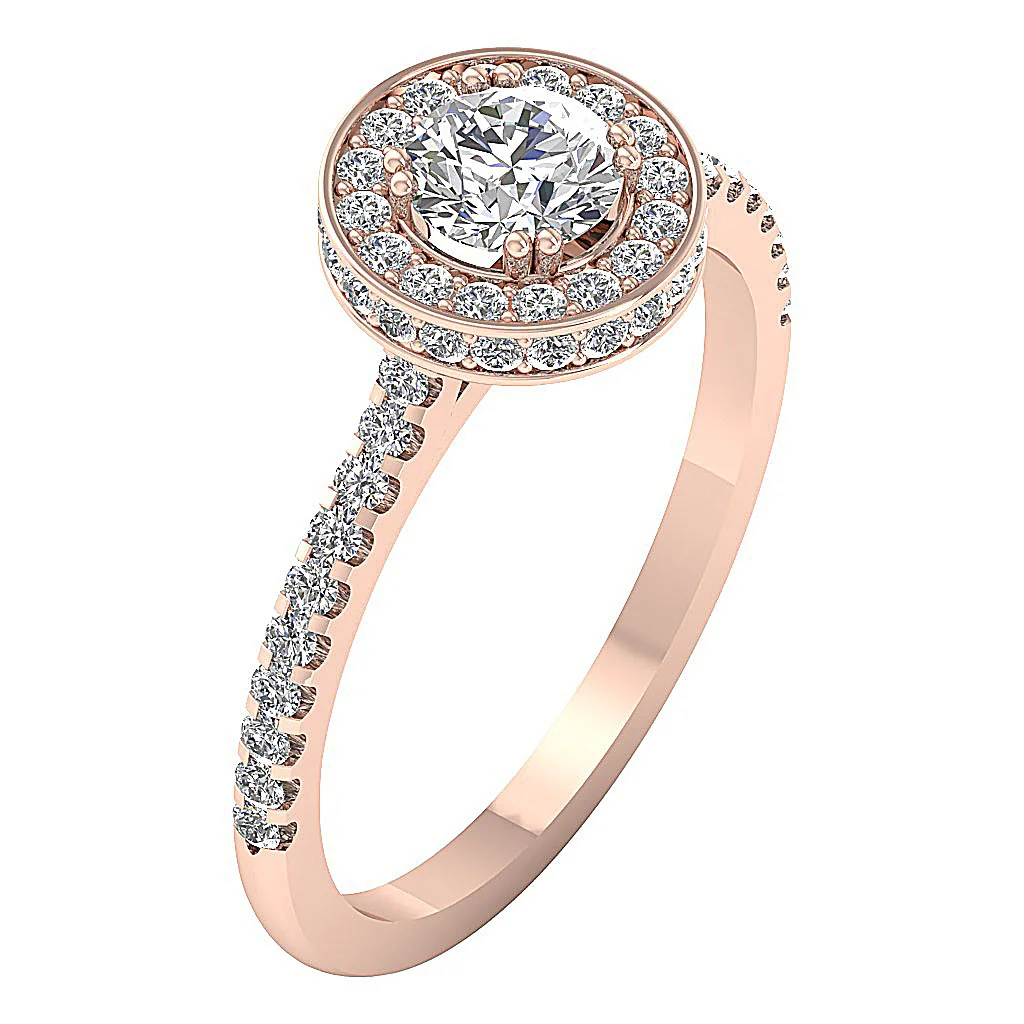 The Harold For Women Halo Engagement Solitaire Natural Diamond Ring 14K Gold - Image 4
