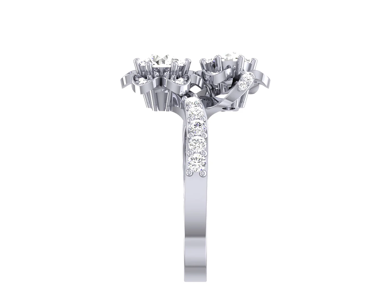 The Harvey Forever Us 2 Stone Flower Solitaire Natural Diamond Engagement Ring 14K Gold - Image 6