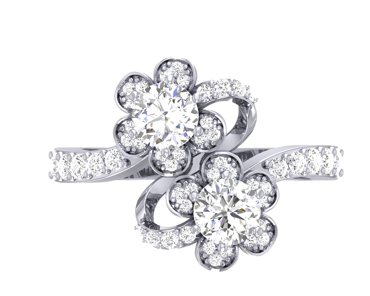 The Harvey Forever Us 2 Stone Flower Solitaire Natural Diamond Engagement Ring 14K Gold - Image 8