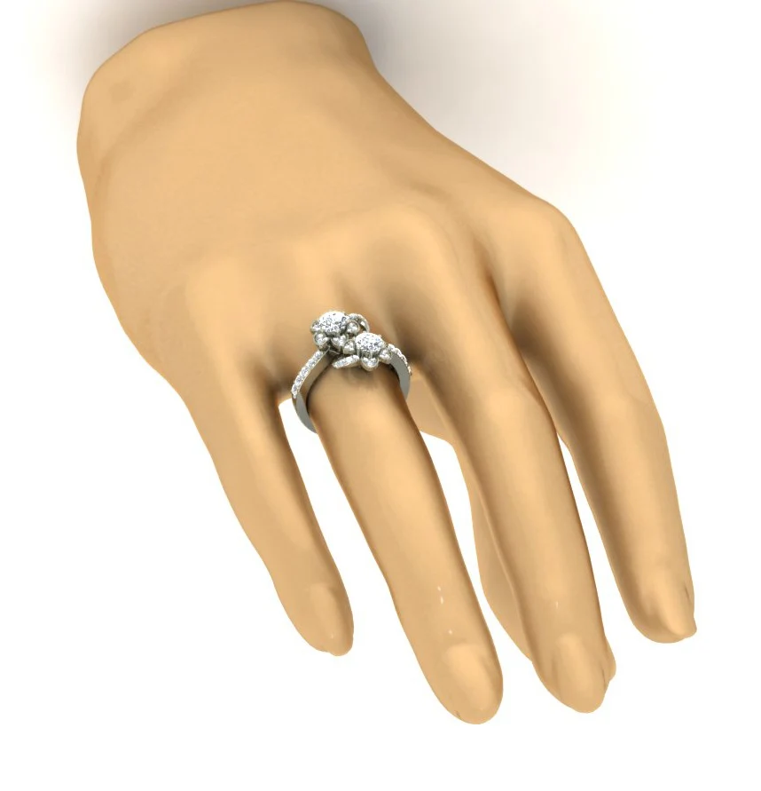 The Harvey Forever Us 2 Stone Flower Solitaire Natural Diamond Engagement Ring 14K Gold - Image 9