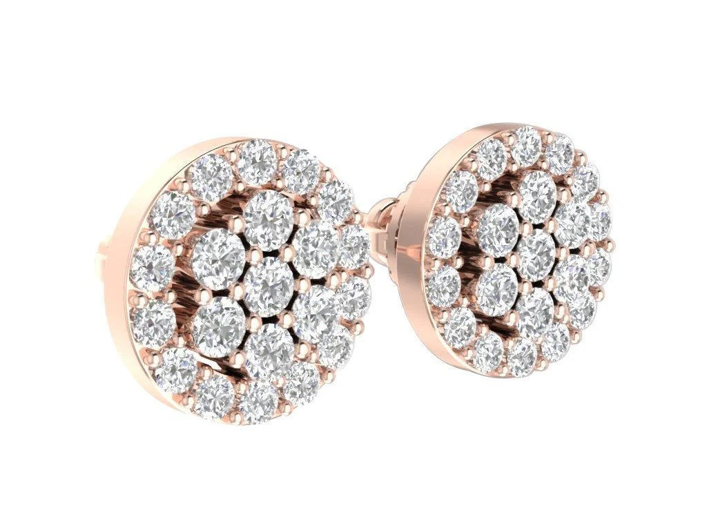 The Haven 14K Rose Gold Genuine Diamond Cluster Designer Stud Earring For Her - Image 5