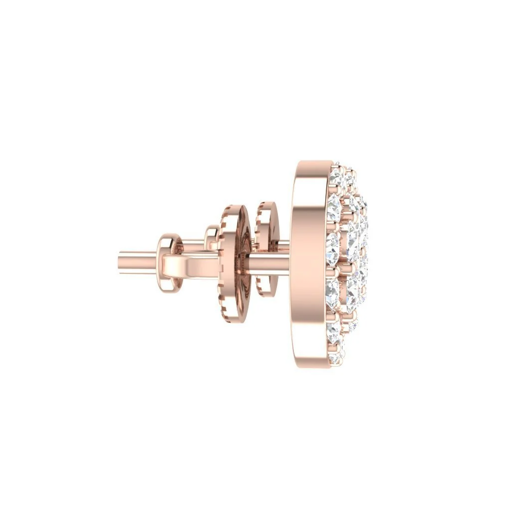 The Haven 14K Rose Gold Genuine Diamond Cluster Designer Stud Earring For Her - Image 8