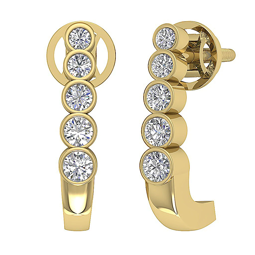 The Hayden Bezel Set Hoop Earring For Her Natural Diamond 0.80 Inch 14K Yellow Gold