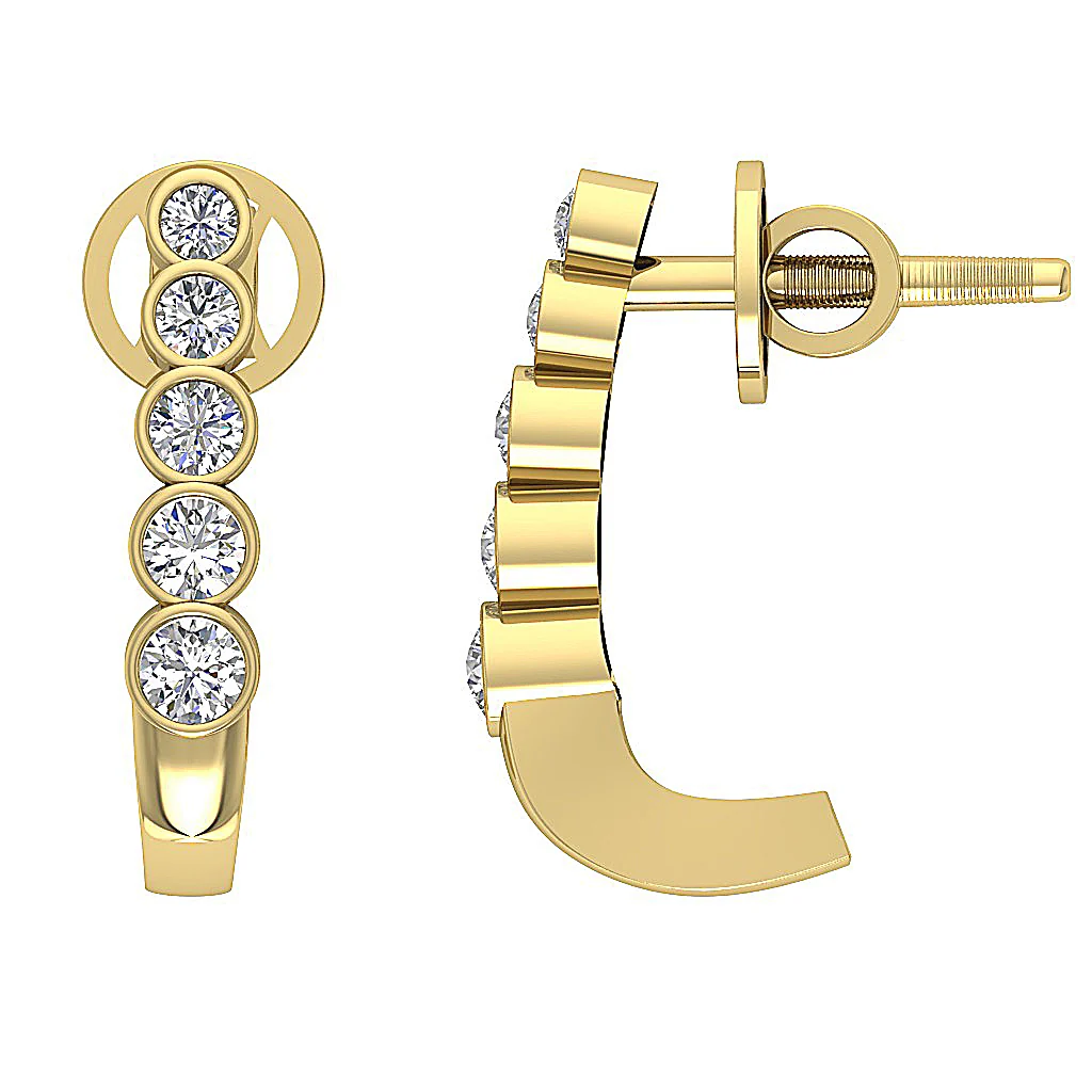 The Hayden Bezel Set Hoop Earring For Her Natural Diamond 0.80 Inch 14K Yellow Gold - Image 10
