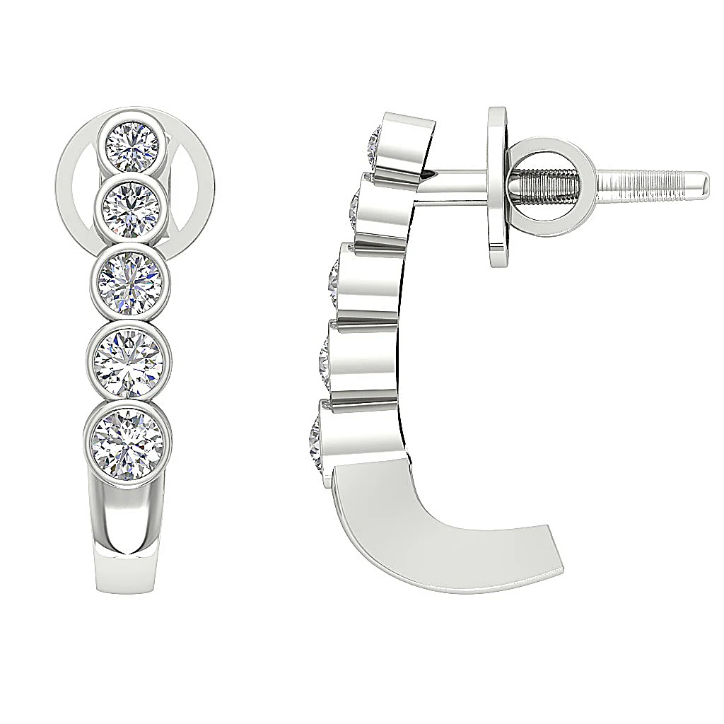 The Hayden Bezel Set Hoop Earring For Her Natural Diamond 0.80 Inch 14K Yellow Gold - Image 11