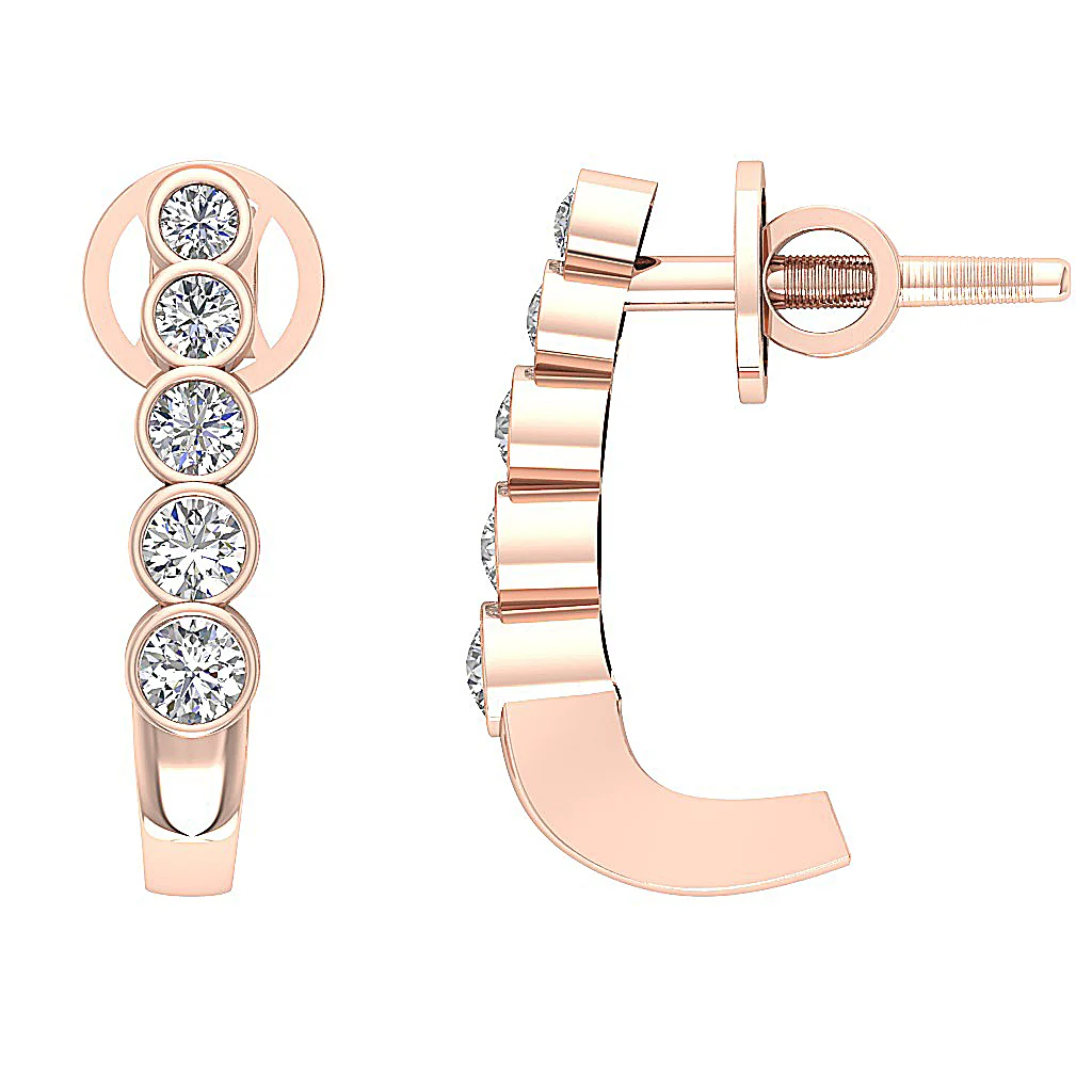 The Hayden Bezel Set Hoop Earring For Her Natural Diamond 0.80 Inch 14K Yellow Gold - Image 12