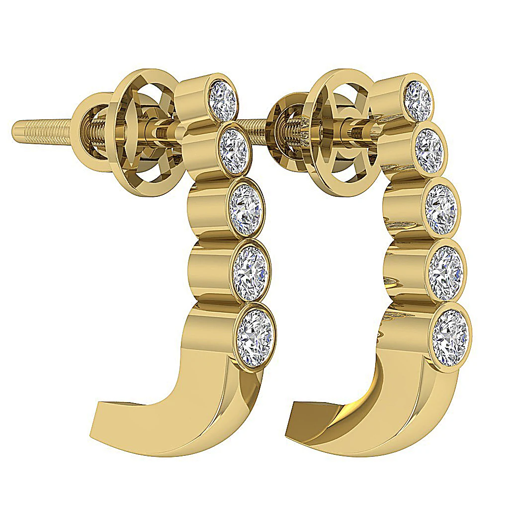 The Hayden Bezel Set Hoop Earring For Her Natural Diamond 0.80 Inch 14K Yellow Gold - Image 13