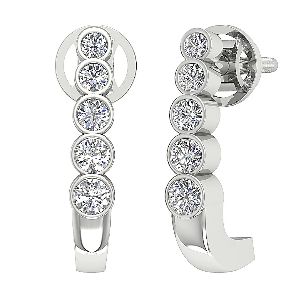 The Hayden Bezel Set Hoop Earring For Her Natural Diamond 0.80 Inch 14K Yellow Gold - Image 2