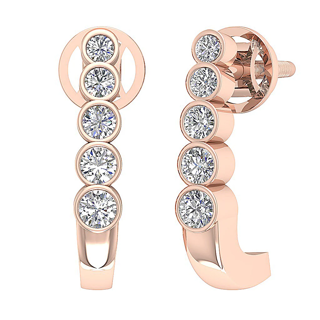 The Hayden Bezel Set Hoop Earring For Her Natural Diamond 0.80 Inch 14K Yellow Gold - Image 3