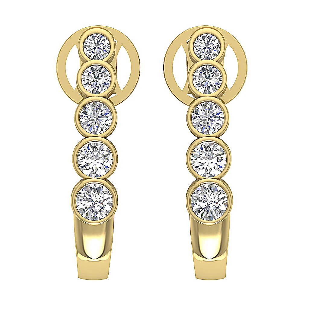 The Hayden Bezel Set Hoop Earring For Her Natural Diamond 0.80 Inch 14K Yellow Gold - Image 4