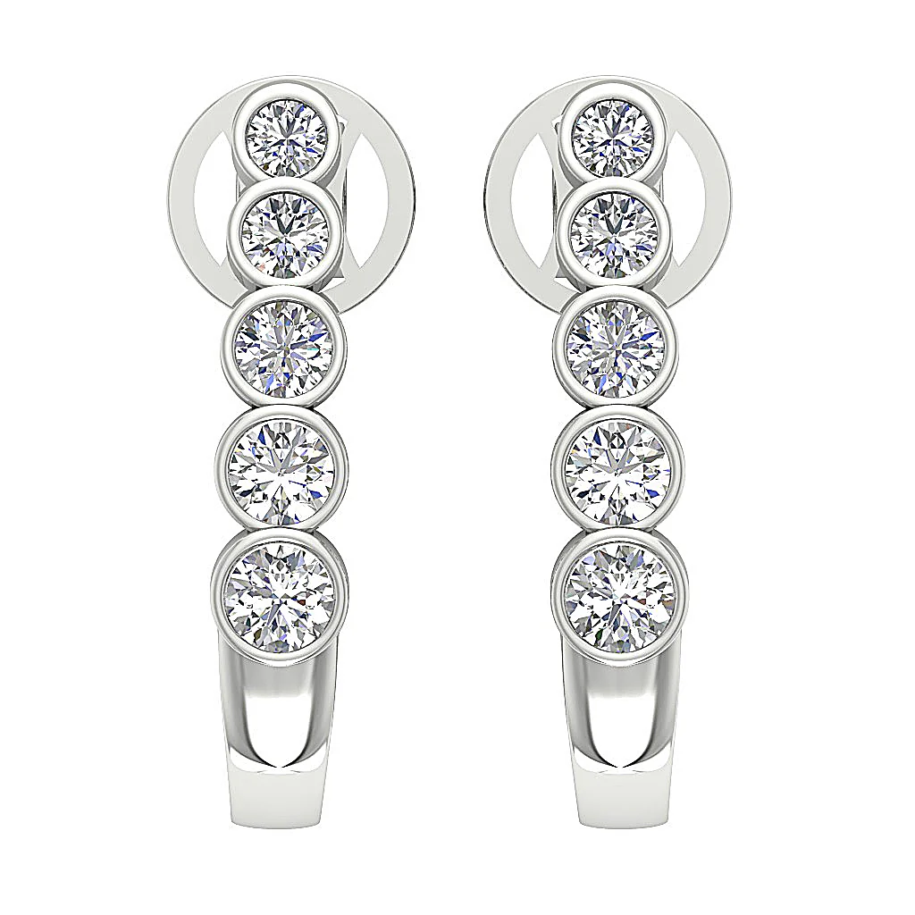 The Hayden Bezel Set Hoop Earring For Her Natural Diamond 0.80 Inch 14K Yellow Gold - Image 5