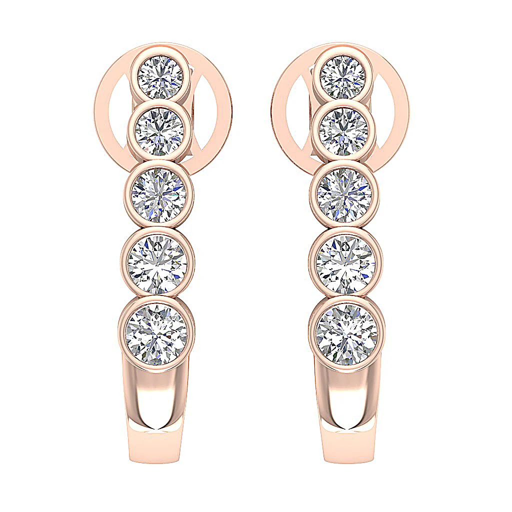 The Hayden Bezel Set Hoop Earring For Her Natural Diamond 0.80 Inch 14K Yellow Gold - Image 6