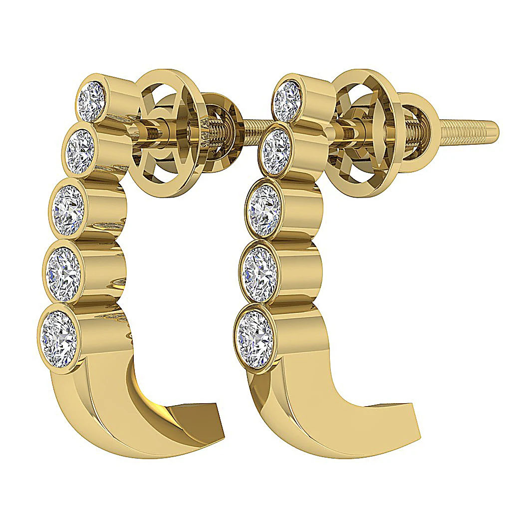 The Hayden Bezel Set Hoop Earring For Her Natural Diamond 0.80 Inch 14K Yellow Gold - Image 7