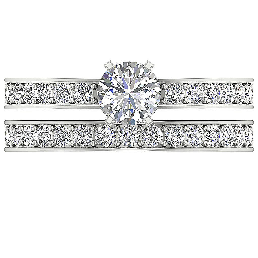 The Hayden Infinite Eternity Bridal Engagement Ring Set Round Diamond 14K White Gold - Image 6