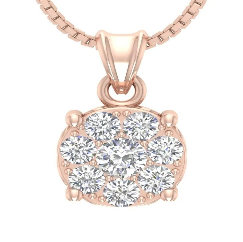 The Hayes Genuine Diamond 14k Rose Gold Circle Fashion Pendant 0.73 Inch