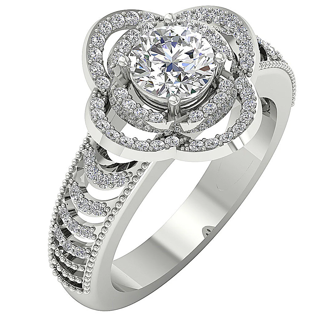 The Hayley Designer Soltaire Anniversary Ring Genuine Diamond 14K Solid Gold