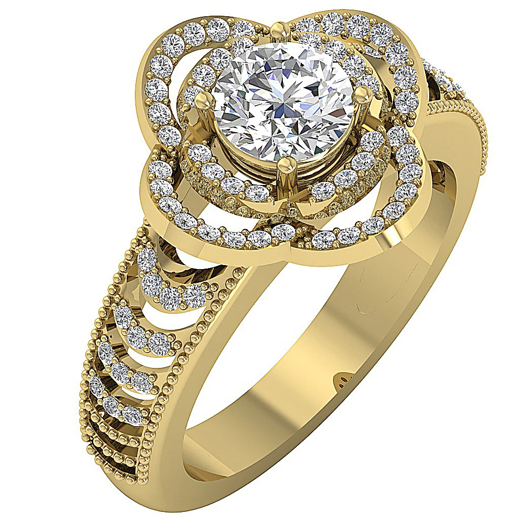 The Hayley Designer Soltaire Anniversary Ring Genuine Diamond 14K Solid Gold - Image 2