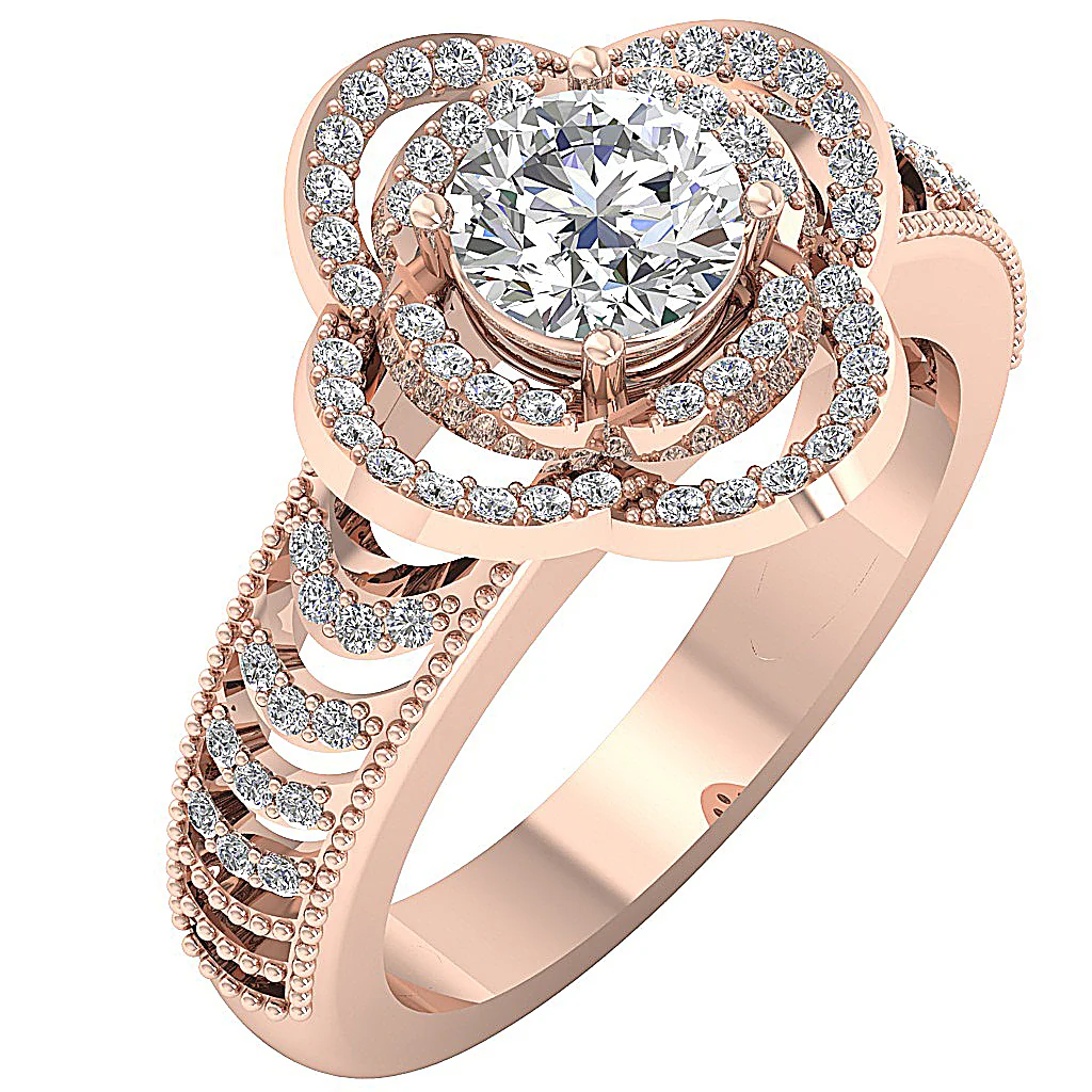 The Hayley Designer Soltaire Anniversary Ring Genuine Diamond 14K Solid Gold - Image 3