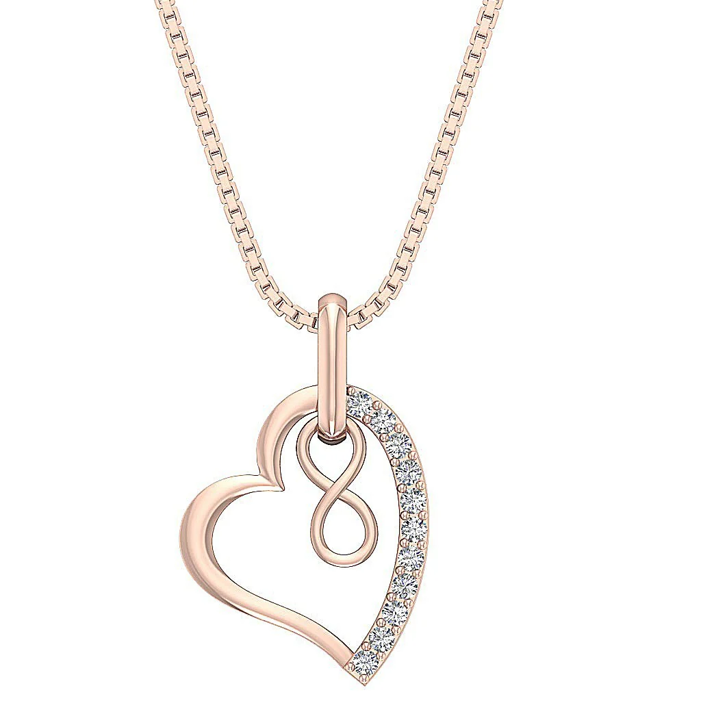 The Hector Lovestruck Heart Pendant Genuine Diamond 14K Solid Gold For Her - Image 4