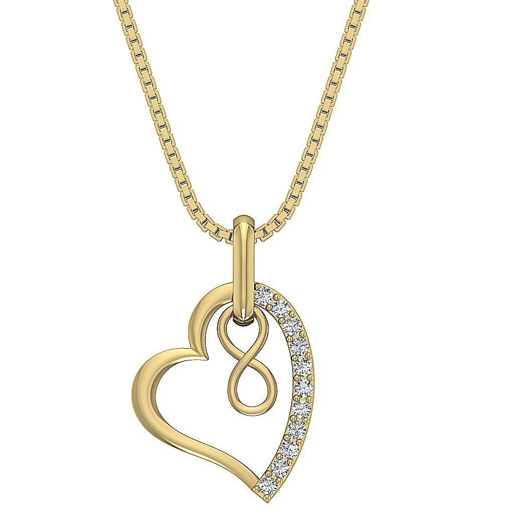 The Hector Lovestruck Heart Pendant Genuine Diamond 14K Solid Gold For Her - Image 6