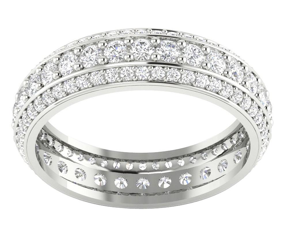 The Hector Three Row Genuine Diamond Eternity Wedding Ring For Women White Gold