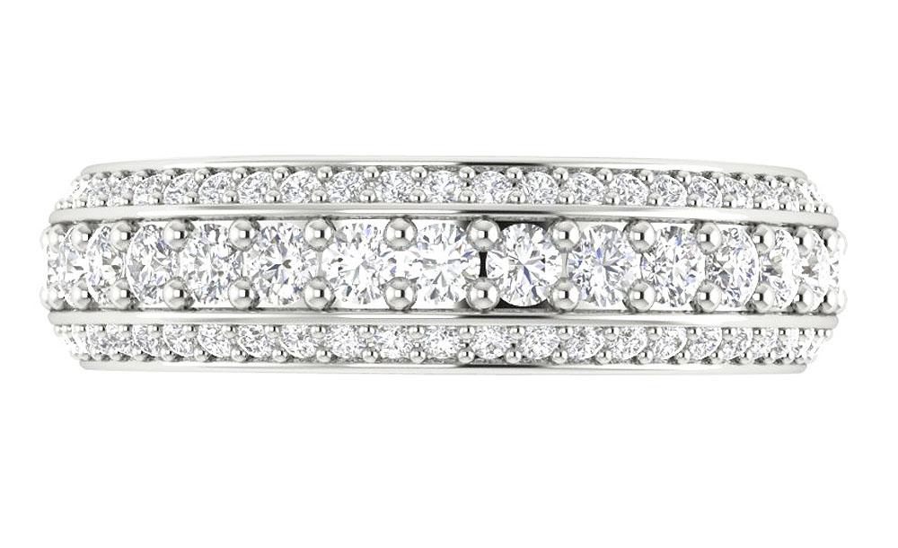 The Hector Three Row Genuine Diamond Eternity Wedding Ring For Women White Gold - Image 6