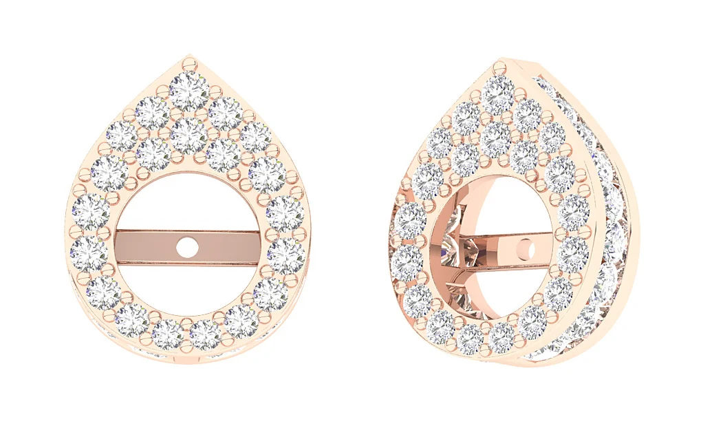 I1/SI1/VS1/VVS1 0.70Ct Natural Diamond Drop Jacket Earring 14K White Gold 7.80 mm - Image 2