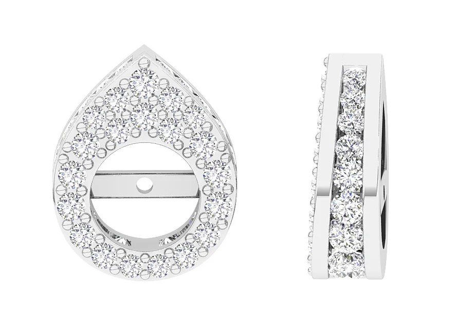 I1/SI1/VS1/VVS1 0.70Ct Natural Diamond Drop Jacket Earring 14K White Gold 7.80 mm - Image 8