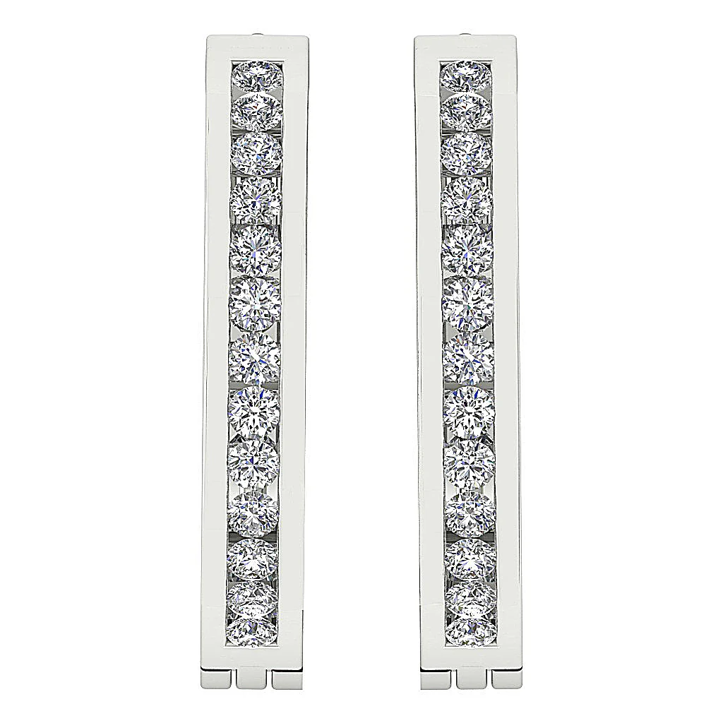 The Heidi Genuine Diamond Channel Set Hoop Earring For Her 14K Solid Gold 0.60 Inch - Image 4