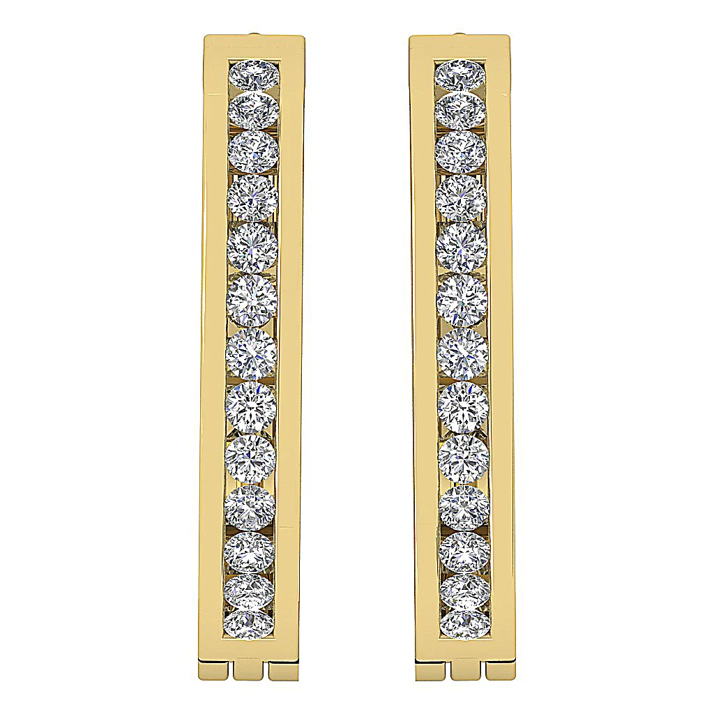 The Heidi Genuine Diamond Channel Set Hoop Earring For Her 14K Solid Gold 0.60 Inch - Image 5