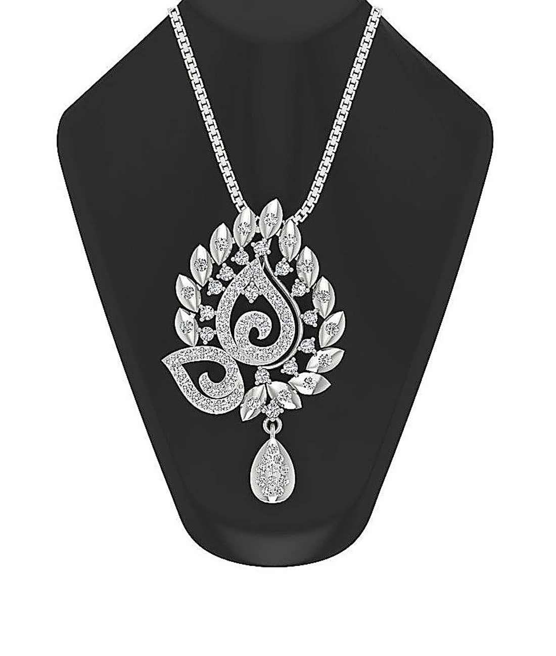 The Hendrix Beautiful Feather Shape Fashion Pendant Round Diamond 14K Solid Gold - Image 6
