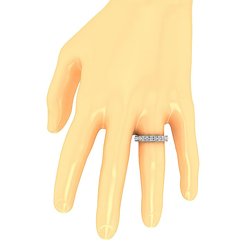 The Hendrix Eternal Sparkle Round Cut Diamond 14K White Gold Eternity Wedding Ring Band - Image 7