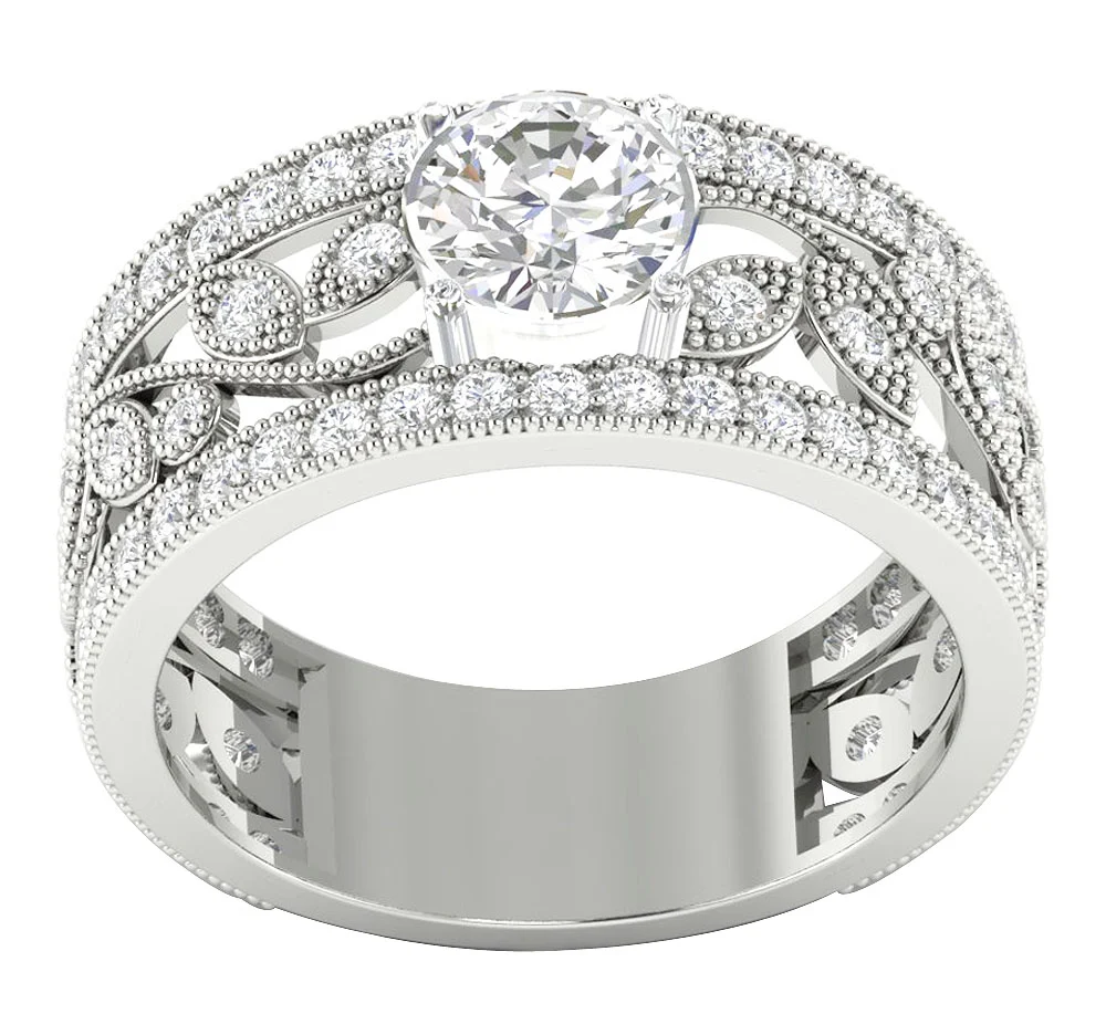 The Henley Milgrain Engagement Wedding Ring Solitaire Round Diamond 14K Gold - Image 4