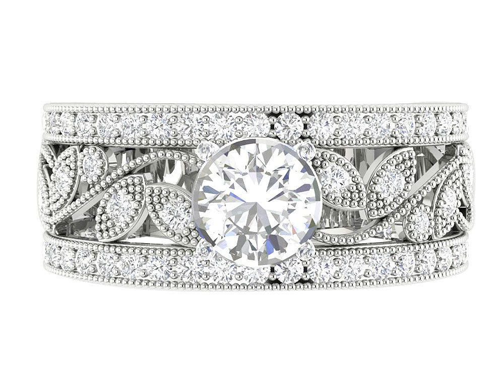 The Henley Milgrain Engagement Wedding Ring Solitaire Round Diamond 14K Gold - Image 6