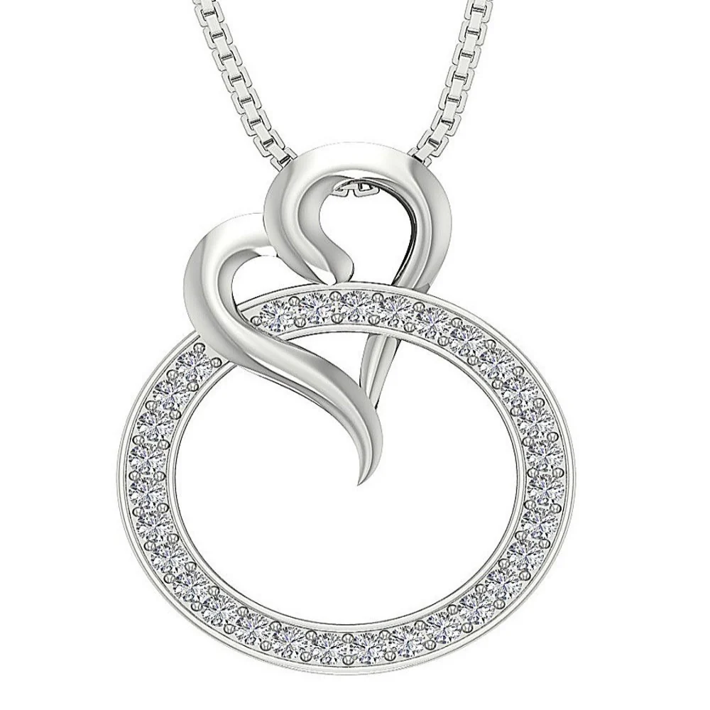 The Henry Sparkly Round Diamond Circle Heart Pendant For Loved One White Gold