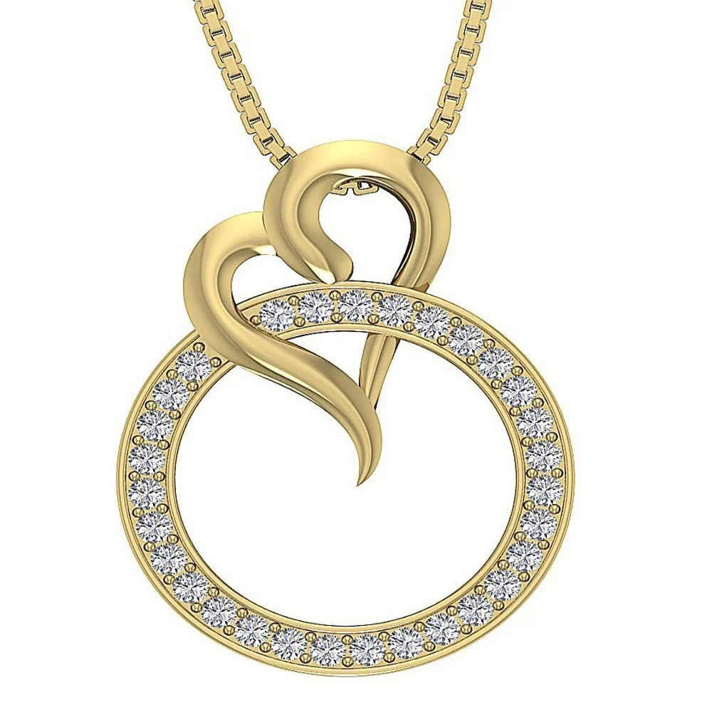 The Henry Sparkly Round Diamond Circle Heart Pendant For Loved One White Gold - Image 2