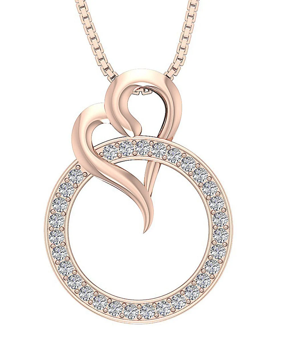 The Henry Sparkly Round Diamond Circle Heart Pendant For Loved One White Gold - Image 3