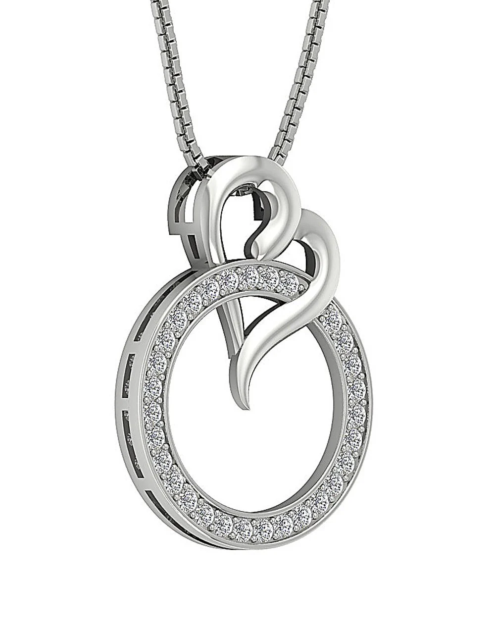 The Henry Sparkly Round Diamond Circle Heart Pendant For Loved One White Gold - Image 4